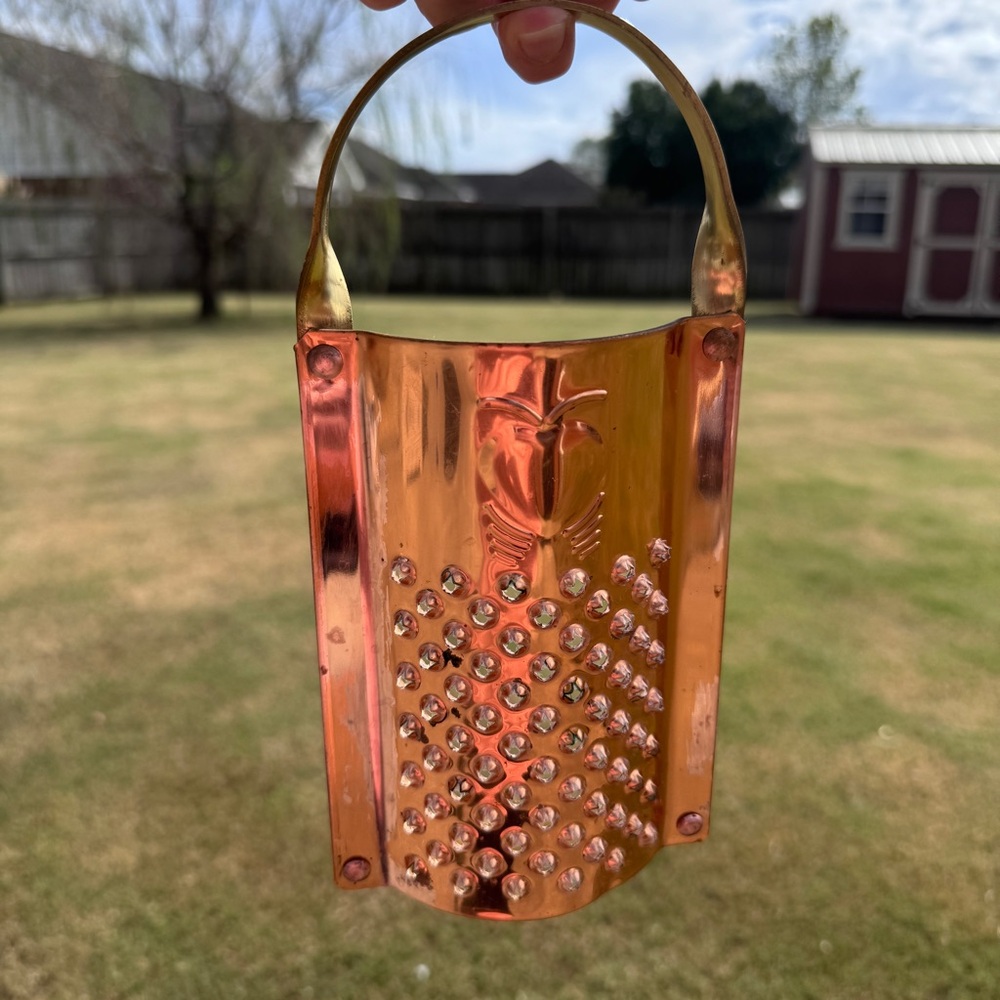 Vintage Copper And Brass Cheese Grater Wall Hanging Decor